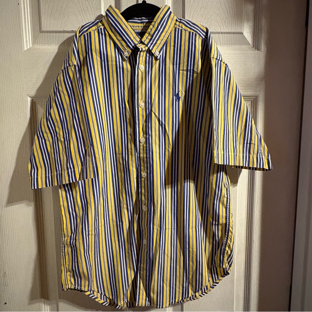 Ralph Lauren Boys 12-14‎ Cotton Plaid Short Sleeve Button Down Collar Shirt Prep